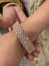 Exquisite Rose Gold-Plated Designer Bangles with Cubic Zirconia Stones